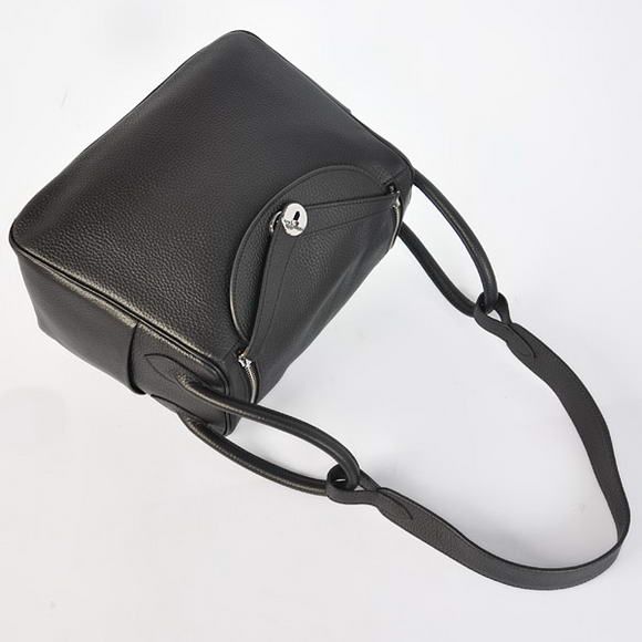 High Quality Replica Hermes Lindy 30CM Havanne Handbags 1057 Black Leather Silver Hardware